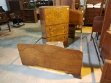 CURLY MAPLE CHEST, BED & STOOL