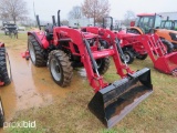 MAHINDRA TRACTOR W/RONT END LOADER, 1 OWNER, S/N MP4S1156, 92 MTR HRS