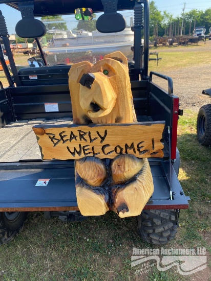 HAND CARVED WOODEN BEAR W/SIGN (CREEK SIDE STORIES)