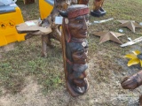 3' TEAK WOOD INDIAN YARD ART