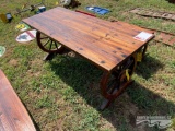 5' WOODEN WAGON WHEEL BENCH