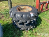 2 TRACTOR TIRES ON WHEELS