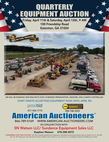 2 Day Quarterly Equipment Auction - DAY 1