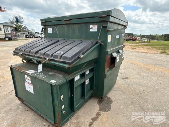 8' x 6' x 69" TRASH DUMPSTER WITH AIR POWERED TRASH COMPACTOR