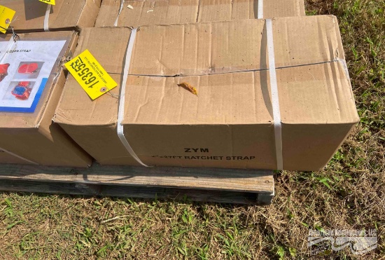 BOX OF 32 PCS 2''X27FT-5T RATCHET STARPS AND 10 PCS OF 1 1/2''X27FT-3T RATCHET STRAPS