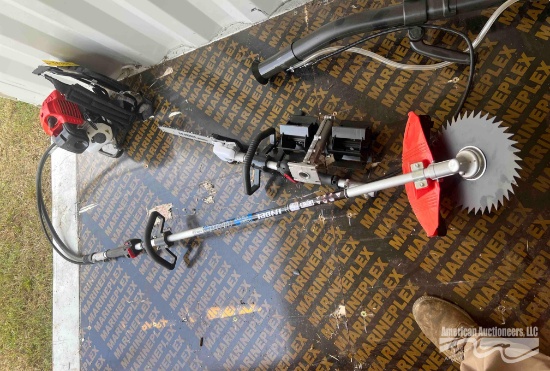 INDEL BACKPACK BRUSH CUTTER W/POLE SAW & TILLER ATTACH