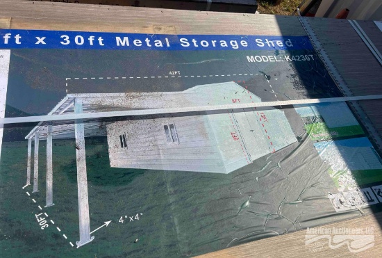42FTX30FT METAL STORAGE SHED W/ LEAN TOO