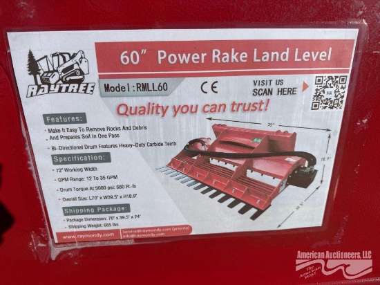 RAYTREE RMLL60 QUICK ATTACH 60" POWER RAKE LAND LEVEL