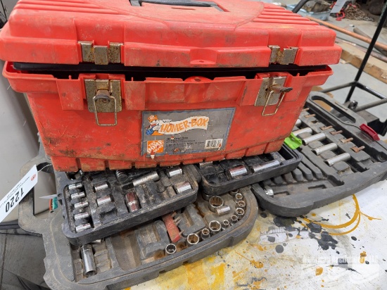 LOT OF THREE TOOL BOXES ( MISSING SOME SOCKETS)