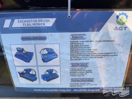 Agt Exflm115 Excavator 45" Flail Mower