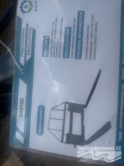 AGT SAII100 QUICK ATTACH 48" ADJUSTABLE PALLET FORK & MAST