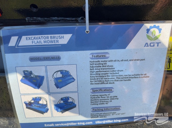 Agt Exflm115 Excavator 45" Flail Mower
