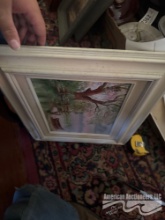 Framed Signed Landscape Painting of Lakeside Scene with Boat