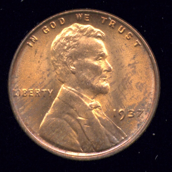 1937 ... BU RED UNC ... Lincoln Cent