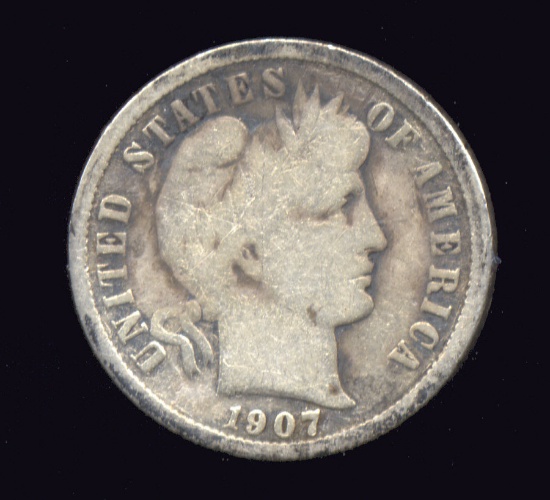 1907-D ... Better Date ... Barber Dime