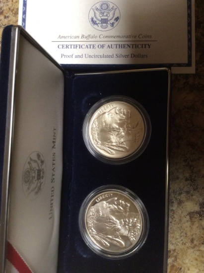 2001 PRF AND UNC BUFFALO SILVER DOLLARS
