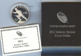 2012 INFANTRY SOLDIER PROOF SILVER DOLLAR