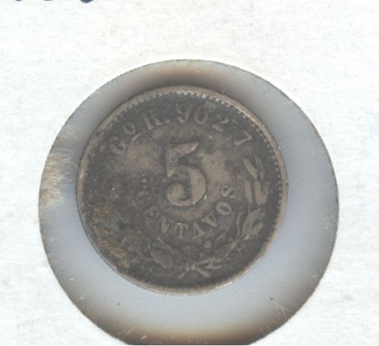 1898-GoR MEXICAN SILVER 5 CENTAVO