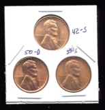 3 RED BU UNC ... Lincoln Wheat Back Cents