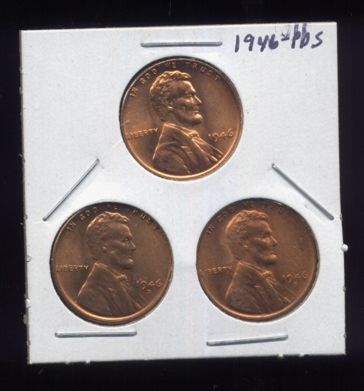 1946-P D S .. BU UNC  YEAR SET ... Lincoln Cents
