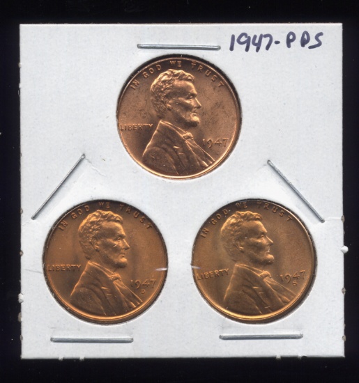 1947-P D S ... RED BU UNC ... Lincoln Wheat Back Cents