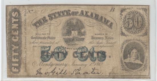 1-1-1863 ALABAMA STATE 50c NOTE