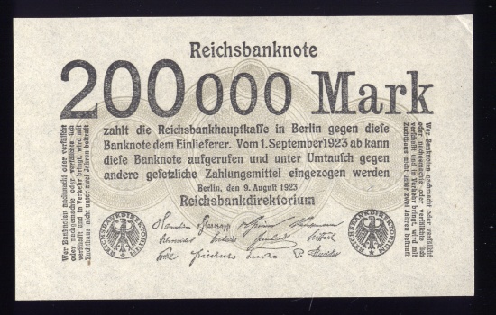200,000 Mark Note ... German Reichsbank