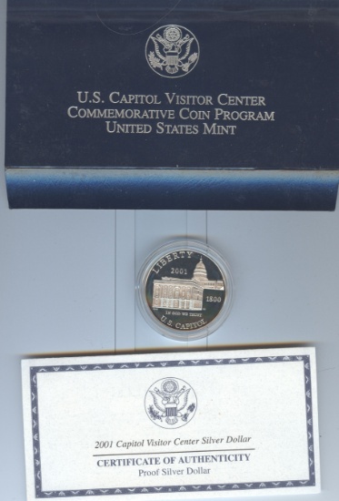 2001-P CAPITOL VISITOR CENTER PROOF SILVER DOLLAR