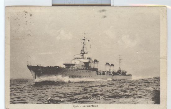 ORIGINAL PHOTO/POST CARD OF WW-II FRENCH DESTROYER