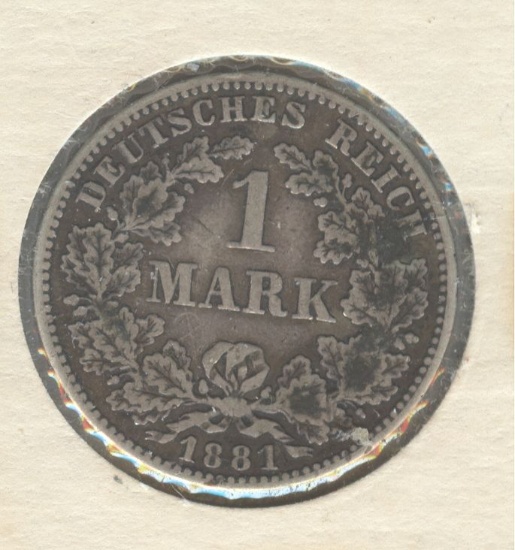 1881-E GERMANY SILVER 1 MARK