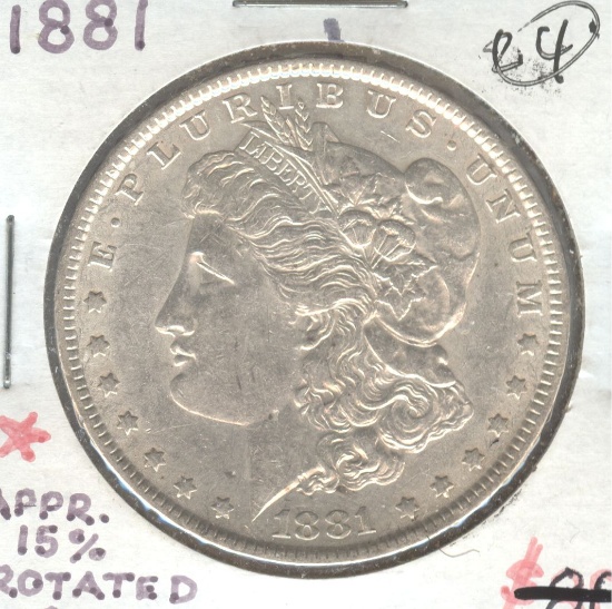 1881 MORGAN SILVER DOLLAR ROTATED REVERSE