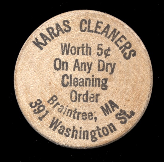 Braintree, MA ... OLD Wooden Nickel