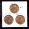 3 RED BU UNC ... Lincoln Wheat Back Cents