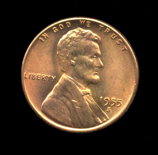 1955-S ... GEM RED ... Lincoln Cent