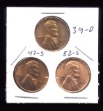 3 RED BU UNC ... Lincoln Wheat Back Cents