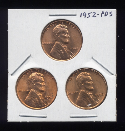 1952-P D S ... BU UNC RED ... Lincoln Cents