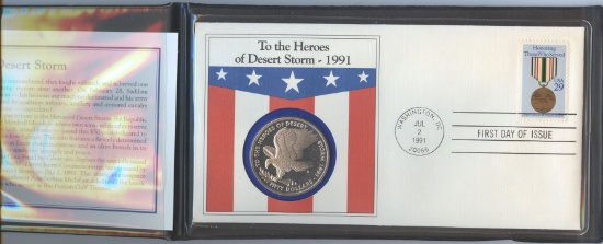 1991 STERLING SILVER $50 & COMMEMORATIVE COVER