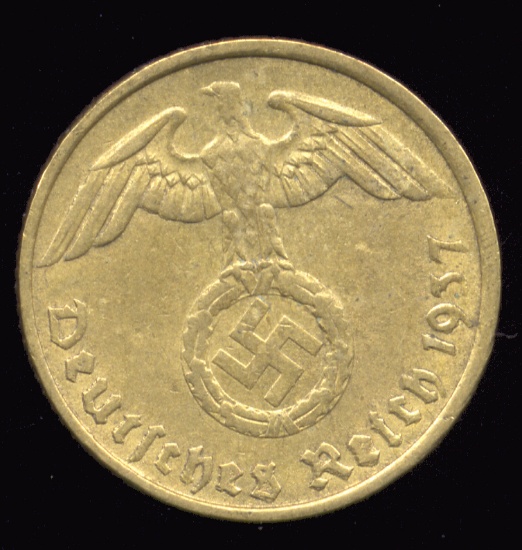 1939-F ... 5 Pfennig ... Nazi German Coin