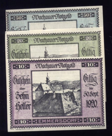 3 Note Set ... 1920 Notgeld ... Old Money