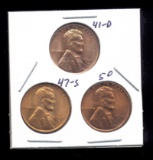 3 RED BU UNC ... Lincoln Wheat Back Cents