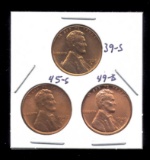 3 RED BU UNC ... Lincoln Wheat Back Cents
