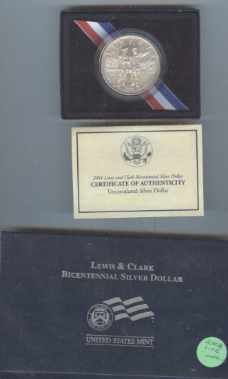 2004 LEWIS & CLARK UNC SILVER DOLLAR