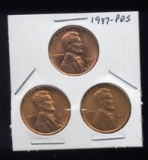 1947-PDS Set ... GEM BU RED ... Linclon Cents