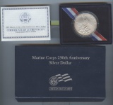 2005  UNC MARINE CORPS 250th ANNIVERSART SILVER DOLLAR