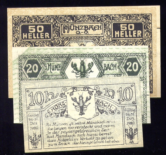 3 Note Set ... 1920 Notgeld ... Old Money