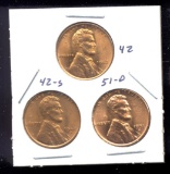 3 RED BU UNC ... Lincoln Wheat Back Cents