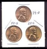 3 RED BU UNC ... Lincoln Wheat Back Cents