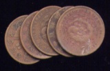 5 Chinese Copper Coins ... w/Dragon Coins