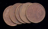 5 Chinese Copper Coins ... w/Dragon Coins