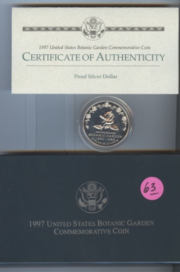 1997 BOTANIC GARDEN COMMEMORATIVE PROOF SILVER DOLLAR